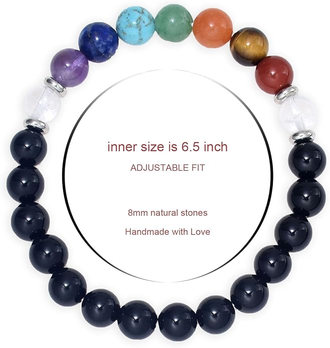 Strong Healing Crystal Bracelet 8MM Genuine Stone Bracelet Lucky Beaded Bracelet Chakra Bracelet 6.5 inch Positive Energy Inspirational Gifts for Women Mom