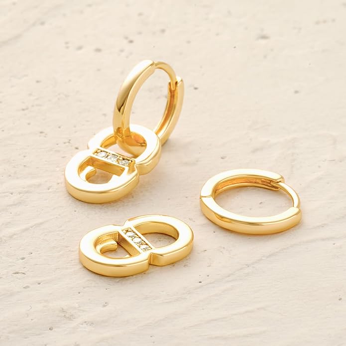 MYEARS Women Earrings Gold Huggie Hoop Dangle Drop 14K Gold Plated Small Simple Hypoallergenic Everyday Jewelry