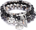 UEUC Tree of Life Yoga Healing Stone Bracelets,Multilayer Lotus Chakra Stone Reiki Bracelet Sets,Anxiety Crystal Natural Stone,for Women Stress Relief