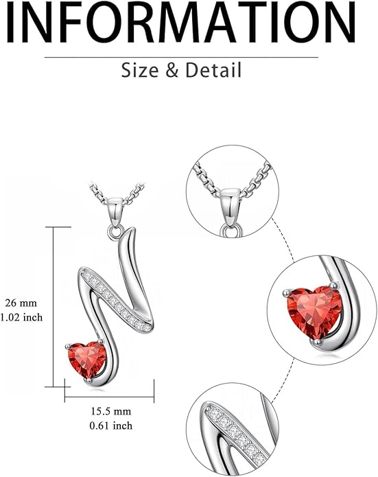 Valentines Day Gifts for Women Alphabet A to Z Initial Birthstone Pendant Necklaces for Women - 18k White Gold Plated Personalized Name Jewelry Valentine Mothers Day Birthday Gifts for Women Her Girlfriend