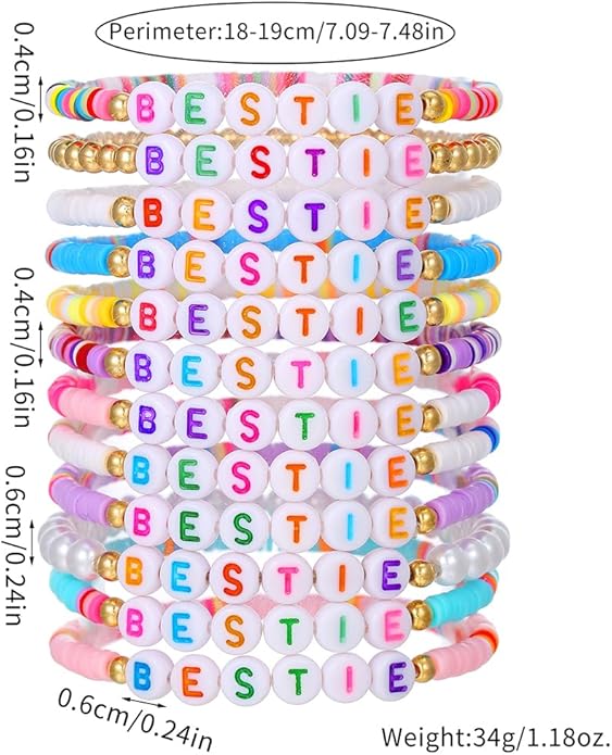Friendship Bracelets Boho Stackable Bracelets for Women Surfer Heishi Clay Bead Bracelets Stretch Preppy Bracelets Colorful Boho Bracelets for Women