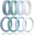 Egnaro Women's Bridal Rings Sets, Inner Arc Ergonomic Breathable Design Silicone Rubber Wedding Bands