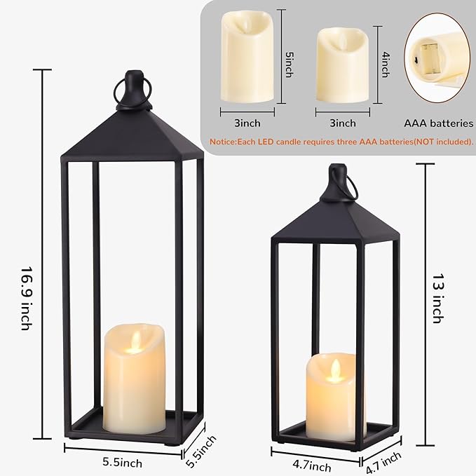 Lanterns Decorative Outdoor Indoor, Home Decor, Modern Farmhouse Lantern Decor - Image 2
