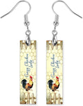 Earrings Handmade Bar Wood Earrings Light Weight Printed Image Dangle Earring Jewelry