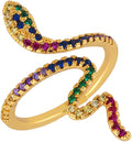 Gold-Plated Butterfly Rings - Vintage Snake Statement Rings with Cubic Zirconia for Women Adjustable Open Rings