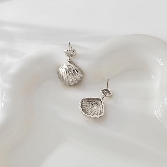 Gold Sliver Shell Earrings for Women Trendy Gold Dangle Earrings Beach Jewelry for Birthday