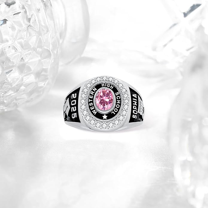 Custom Class Ring 925 Sterling Silver Birthstone Customized Personalized High School College University Women's Class Ring Graduation Gifts
