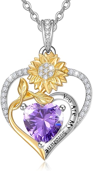 Valentine's Day Gifts for Wife 925 Sterling Silver Double Birthstone Pendant Necklaces I Love You for Always and Forever Necklace Anniversary Birthday Gifts for Wife Girlfriend Mom Her