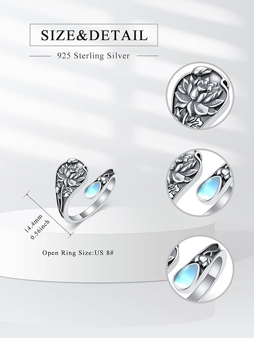 Dorunmo Spoon Ring 925 Sterling Silver Vintage Antique Spoon Rings Adjustable Size 8 Thumb Rings Western Jewelry Gifts for Women