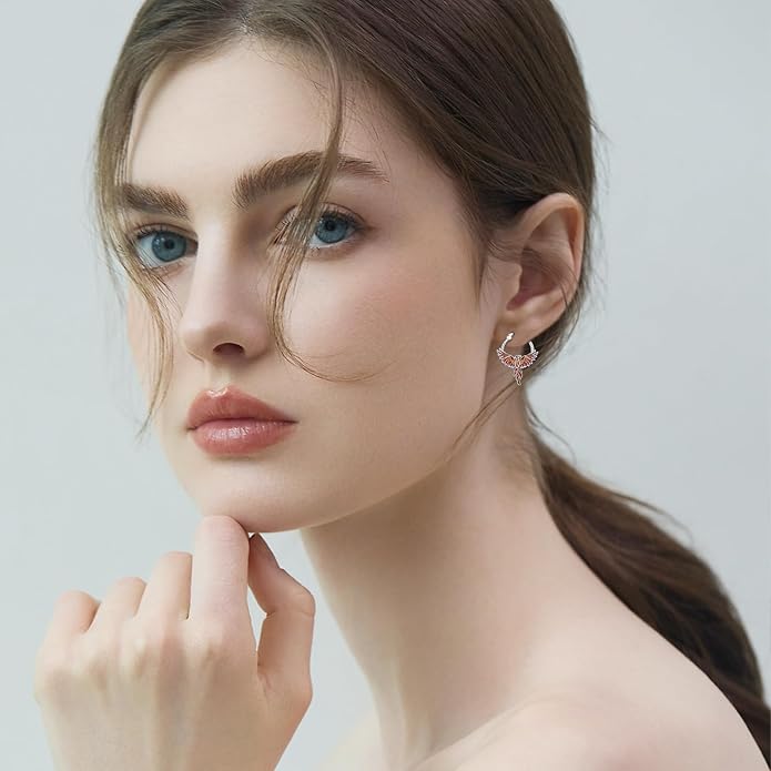 JUSTKIDSTOY Hypoallergenic Panda/Unicorn/Hummingbird/Dolphin Hoop Earrings for Women 925 Sterling Silver Animal Huggie Hoop Earrings Jewelry Gifts for Sensitive Ears