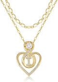 Heart Letter Necklaces for Women 14K Gold Plated Cubic Zirconia Heart Initial Layered Necklace Infinity Pendant Necklace Letter Initial Jewelry for Women