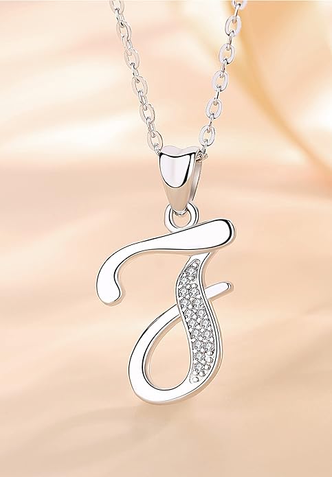 AEONSLOVE 925 Sterling Silver Initial Necklaces for Women, 26 Letters Pendants Necklace Gift for Mother, Daughter, Wife, 18 Inch Chain