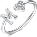 Valentines Day Gift Initial Rings for Teen Girls - S925 Heart Sterling Silver Rings for Teen Girls | 14K Gold/Rose Gold/Sterling Silver Plated Ring for Girls Kids Women Ring for Teenager Girls Gifts Adjustable, No Tarnish, Hypoallergenic
