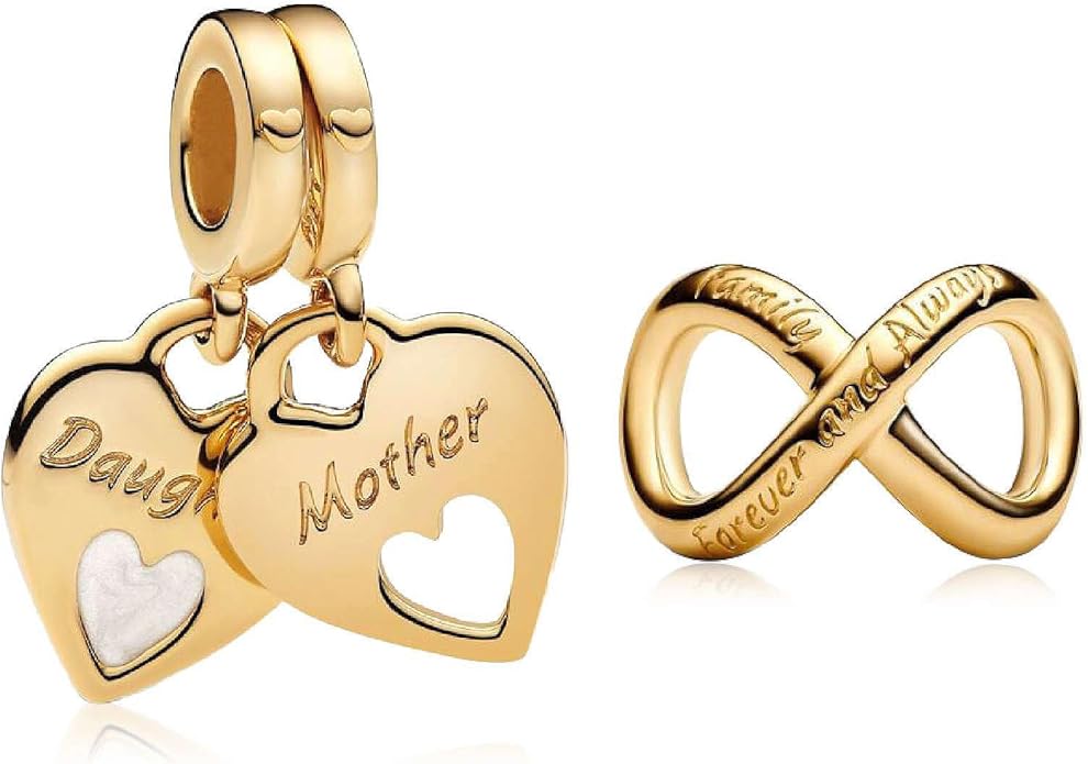Family Mom Heart Charms 925 Sterling Silver Bead for Bracelets and Necklaces For Women Jewelry Present