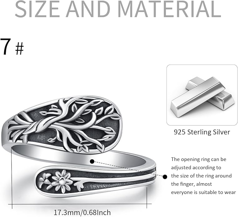 Spoon Ring for Women 925 Sterling Silver Hummingbird Ring Vintage Antique Spoon Rings Hummingbird Jewelry Adjustable Rings for Women
