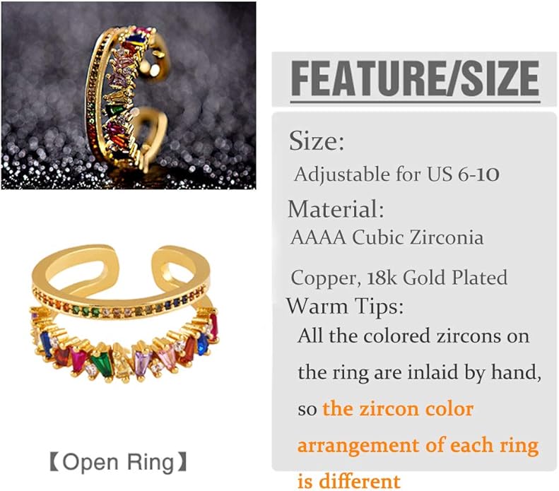 Gold-Plated Butterfly Rings - Vintage Snake Statement Rings with Cubic Zirconia for Women Adjustable Open Rings