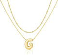 Initial 14K Gold Plated Necklaces for Women, Layered Bubble Letter A-Z Necklace Pendant Choker Necklaces for Women Trendy Monogram Name Necklace Personalized Jewelry for Women