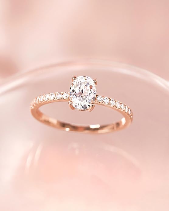 TIGRADE 1.5CT Bridal Ring Sets Oval Cut Cubic Zirconia Wedding Band Curved CZ Engagement Stackable Rings for Women Size 3-12