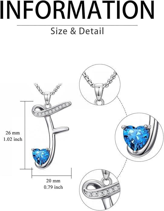 Valentines Day Gifts for Women Alphabet A to Z Initial Birthstone Pendant Necklaces for Women - 18k White Gold Plated Personalized Name Jewelry Valentine Mothers Day Birthday Gifts for Women Her Girlfriend