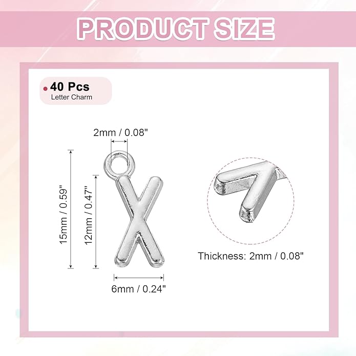 uxcell Letter Charm, Alloy Letter Initial Alphabet Charm for DIY Crafts Jewelry Making Bracelet Earrings Necklace