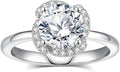 Moissanite Engagement Rings for Women,D Color VVS1 Round Cut Moissanite Ring 925 Sterling Silver Promise Rings for Her