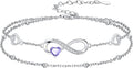 Dorunmo Infinity Heart Anklet Bracelet for Women 925 Sterling Silver Adjustable Infinity Birthstone Bracelet Friendship Jewelry Gifts for Women Birthday Christmas