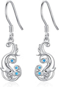 PELOVNY Animal Dangle Earrings Sterling Silver Hypoallergenic Moss Agate Crystal Moonstone Earrings Bee Butterfly Dolphin Peacock Phoenix Jewelry Birthday Christmas Gifts for Women