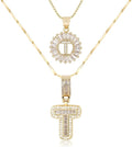 Letter Necklace 14k Gold Plated Bling Dainty Necklaces Trendy Chunky Custom Name Necklace Personalized Round Circle Pendant Zirconia Letters Name Crystal Jewelry Gifts for Women
