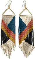 INK+ALLOY Beaded Earrings for Women Dangling, Emilie Seed Bead Long Fringe Statement Boho Earrings, Hypoallergenic Handmade Jewelry for the Modern Bohemian, 4.5-Inch