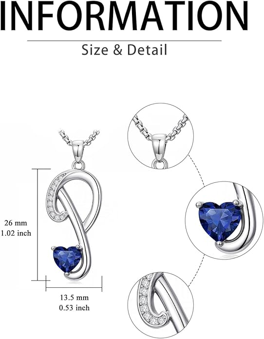 Valentines Day Gifts for Women Alphabet A to Z Initial Birthstone Pendant Necklaces for Women - 18k White Gold Plated Personalized Name Jewelry Valentine Mothers Day Birthday Gifts for Women Her Girlfriend