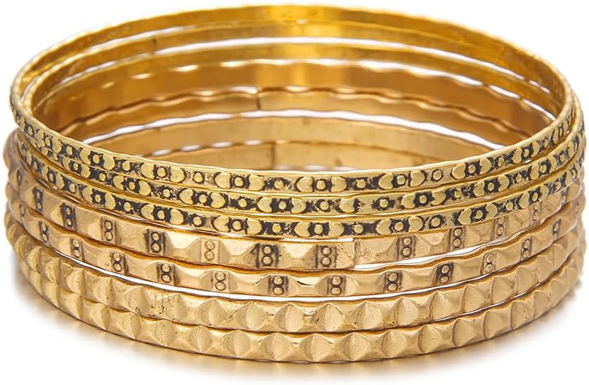 16Pcs Gold Bangle Bracelets for Women - Multi Layer Stackable Textured Bracelets Boho Jewelrys Set.