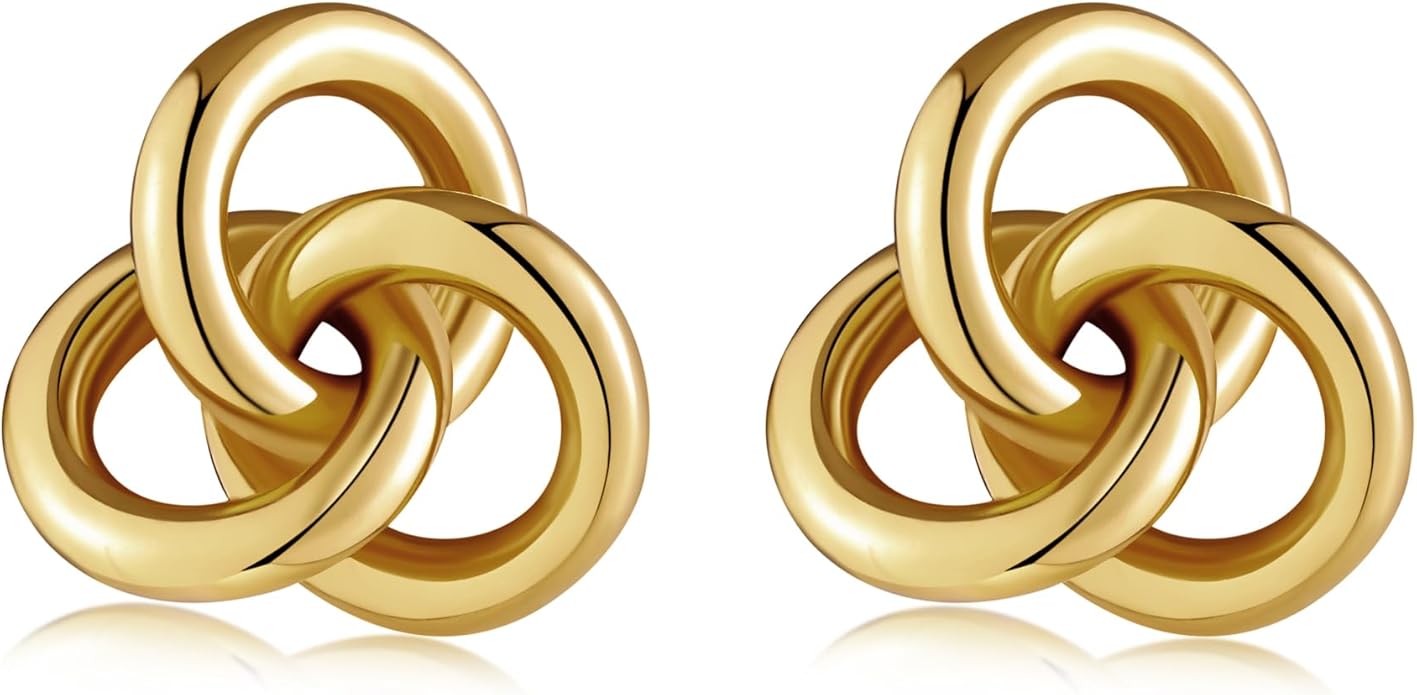 Gold Knot Earrings for Women Trendy Stud Earrings Chunky Statement Drop Dangle Earrings Lightweight Hypoallergenic Jewelry Women Christmas Gifts