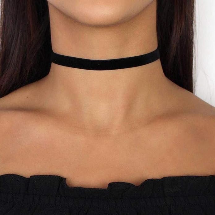 Fesciory Black Necklaces for Women, Adjustable Layered Velvet Leather Lace Collar Necklace, Goth Jewelry Gifts.