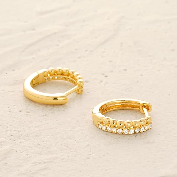 MYEARS Women Earrings Gold Huggie Hoop Ear Stud Cuff 14K Small Simple Hypoallergenic Everyday Jewelry