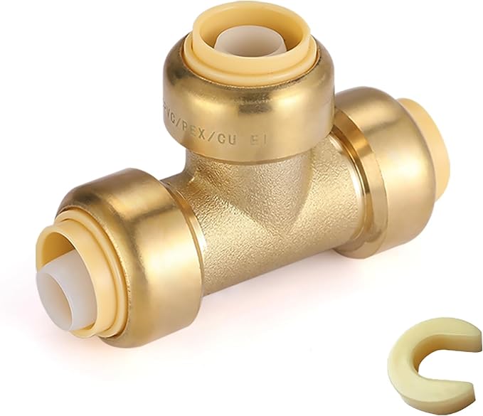 50PC HeSun 1/2" Pushfit Tee, Push to Connect Plumbing Fittings | Brass Push-fit by HeSun