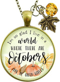 Gutsy Goodness Autumn Necklaces Fall October Theme Pumpkin Spice Halloween Thanksgiving Themed Pendant Message Jewelry