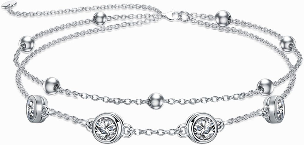 Dorunmo 925 Sterling Silver Birthstone Anklet Bracelets for Women Birthday Mother's Day Jewelry Gifts for Wife Girlfriend Mother Her