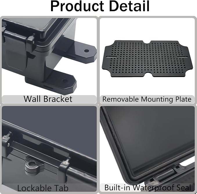 Junction Box, Hinged Black Clear Cover IP67 Waterproof ABS Project Box - Image 4