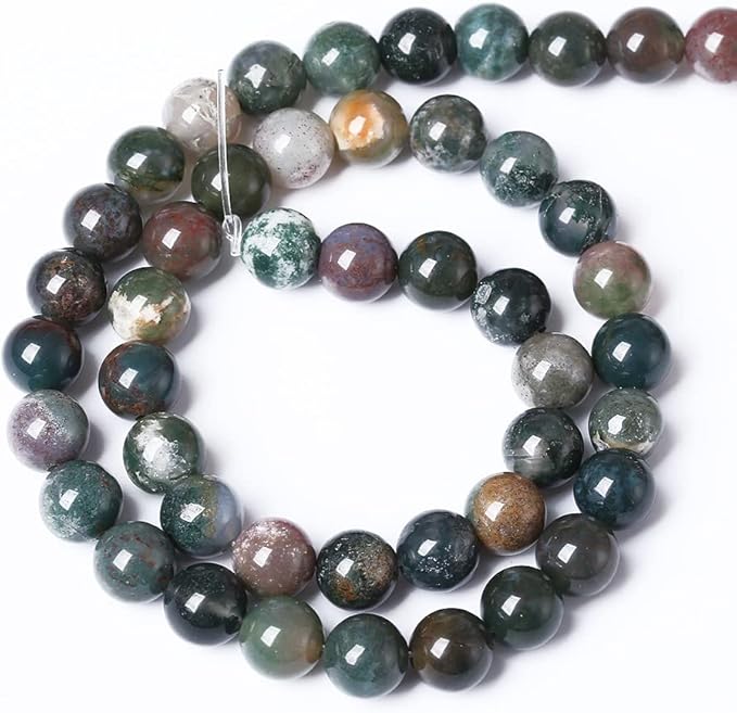 90pcs 4mm Natural Indian Agate Gemstone Beads Smooth Round Loose Spacer Beads for Jewelry Making DIY Bracelet Necklace 15" Strand (Indian Agate, 4mm)