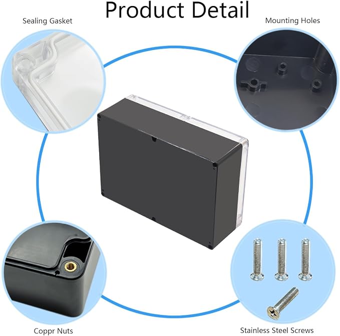 Project Box IP65 Waterproof Junction Box ABS Plastic Black Electrical Boxes DIY - Image 3