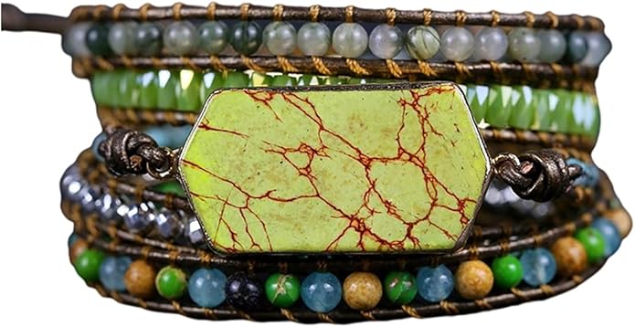 ZOSOJONA Women Wrap Bracelets Boho Natural Stone Jasper Turquoises Strand Bracelet Jewelry Collection