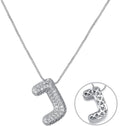 RWQIAN Letter Necklace for Women Bubble, Chunky Initial Alphabet A-Z Pendant Puffy Name Personalized Necklace Dainty Zircon CZ Fashion Jewelry Gifts for Girls Girlfriend