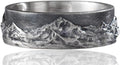 Mountain Range Band Ring For Men, 925 Sterling Silver Nature Inspired Vintage Mens Rings, Rustic Mens Wedding Band, Handmade Oxidized Silver Jewelry For Men, Unique Gifts for Him