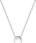 ChicSilver Personalized 925 Sterling Silver Dainty Small Heart/Star/Moon/Dot/Triangle Pendant Necklace for Women, Silver/Gold/Rose Gold/Black (with Gift Box)