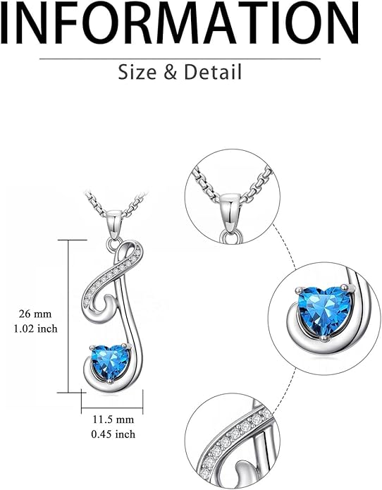 Valentines Day Gifts for Women Alphabet A to Z Initial Birthstone Pendant Necklaces for Women - 18k White Gold Plated Personalized Name Jewelry Valentine Mothers Day Birthday Gifts for Women Her Girlfriend