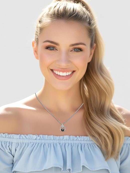 Tahitian Black Pearl 18K White Gold Plated Sterling Silver Heart/Infinity/Four Leaf Clover Pendant Necklace Jewelry Gifts for Women Wife Mom Girlfriend Wedding Birthday Anniversary Christmas