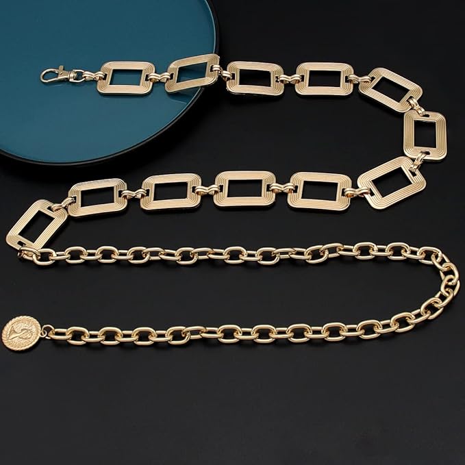 Women's Chain Belt Metal Waist Belt Chunky Belly Link Belt