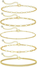DEARMAY Gold Bracelets for Women Waterproof, 14K Gold Plated Jewelry Sets Trendy Thin Dainty Stackable Cuban Link Paperclip Chain Bracelet Pack Fashion Accessories Gifts for Womens