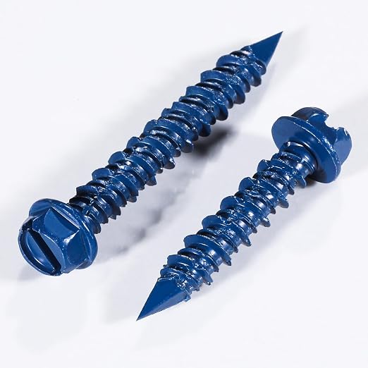 Wensilon 1/4" * 5" Slotted Hex Concrete Screws Anchor Blue Hexagon Head - Image 4