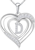 RIVIKO Heart Initial Necklace for Women, 925 Sterling Silver Letter Pendant,Personalized Charm Alphabet Jewelry Valentines Mother's Day Anniversary Christmas Birthday Gifts for Women Her Mom Wife